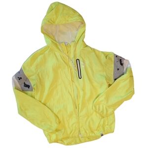 PUMA Women Visibility Alert Yellow Windbreaker Full Zip Hoodie Large